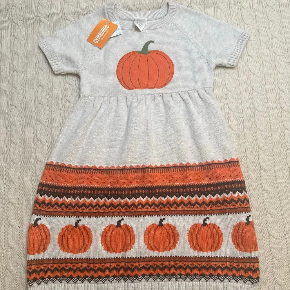 New Gymboree Pumpkin Knit Sweater Dress sz 4T